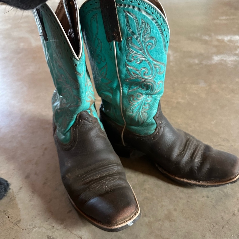 Ariat Turquoise and Brown Heeled Boots